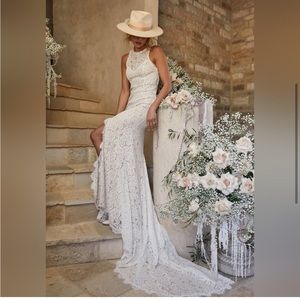 Lulus Love Everlasting Floral Maxi Dress White Womens XL Wedding High Neck